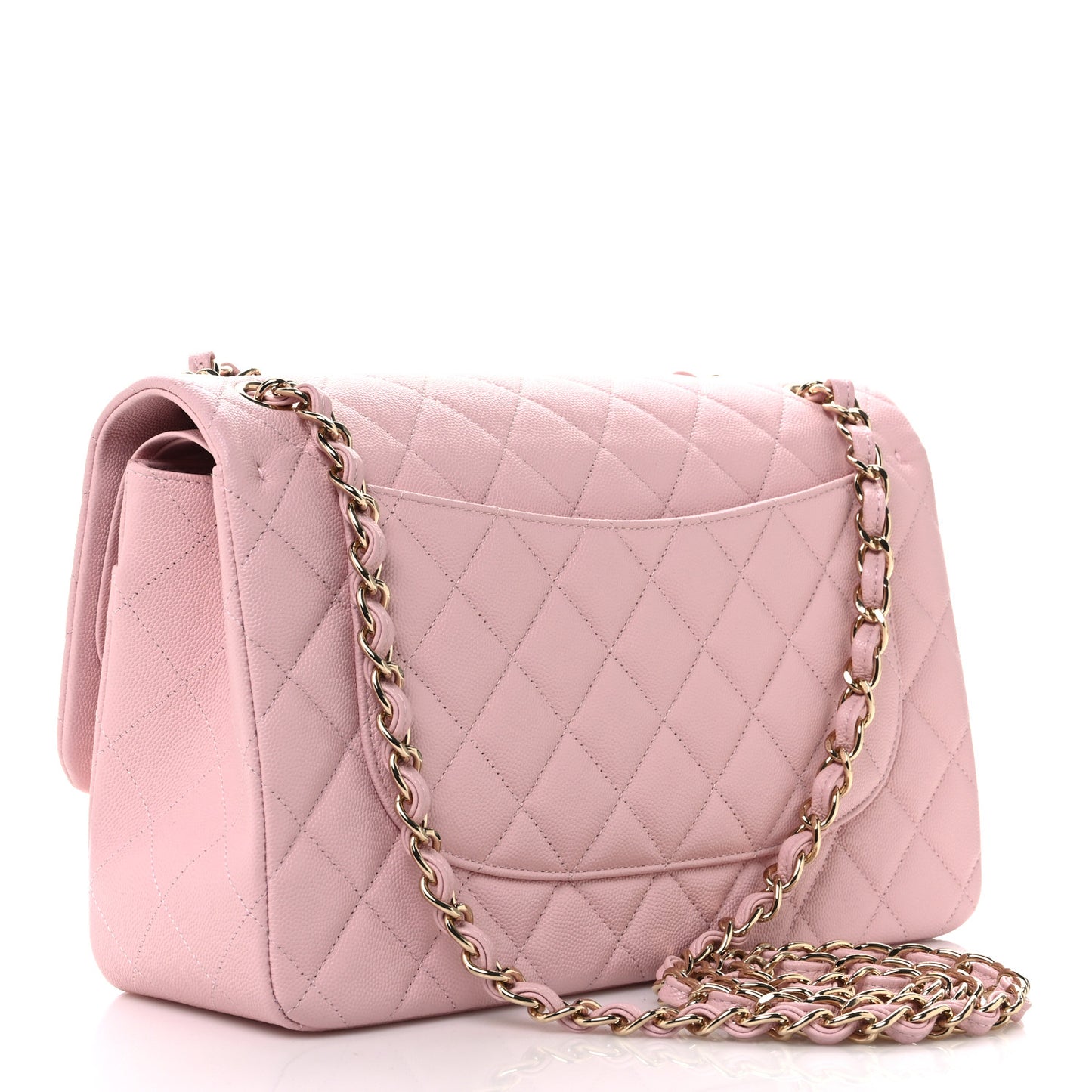 Caviar Quilted Jumbo Double Flap Light Pink