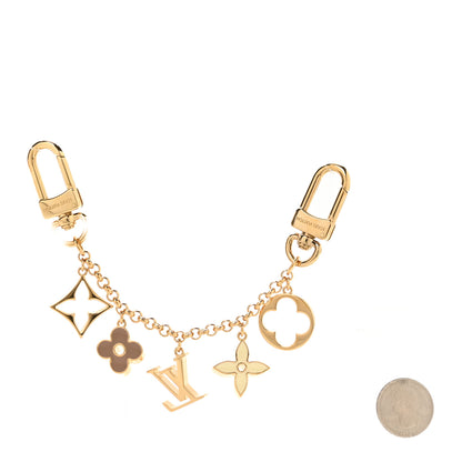 Louis Vuitton Brass Enamel Fleur De Monogram Bag Charm Chain Gold 2 of 4
