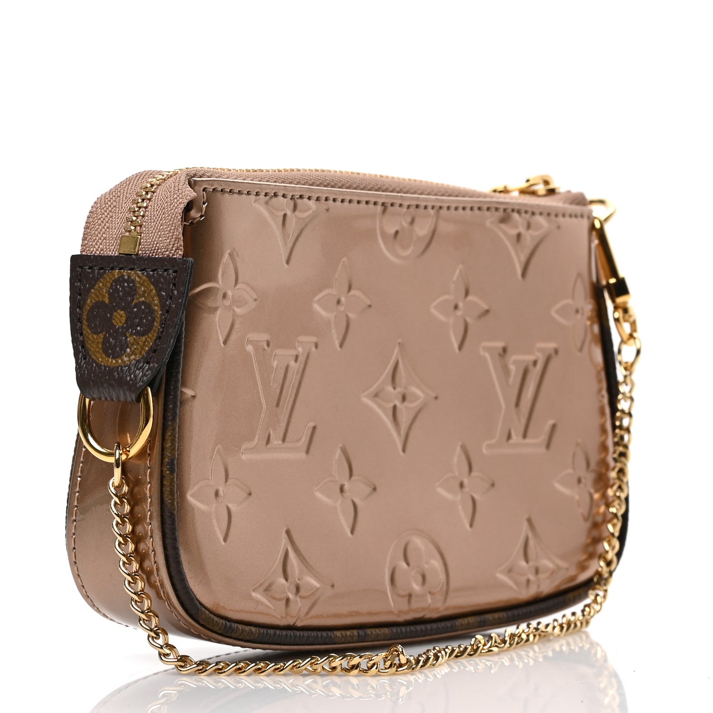 Metallic Vernis Mini Pochette Accessories Rose Gold