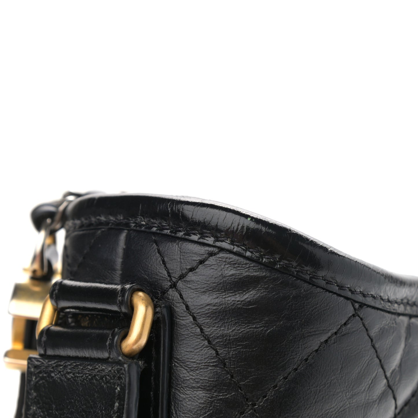Aged Calfskin Quilted Small Gabrielle Hobo Black