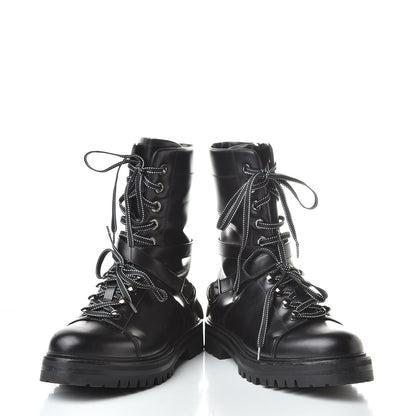 Valentino Garavani Smooth Calfskin Rockstud Buckled 25mm Combat Boots 40 Black 6 of 12