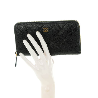 Chanel Caviar Quilted Large Gusset Zip Around Wallet Black 2 of 8