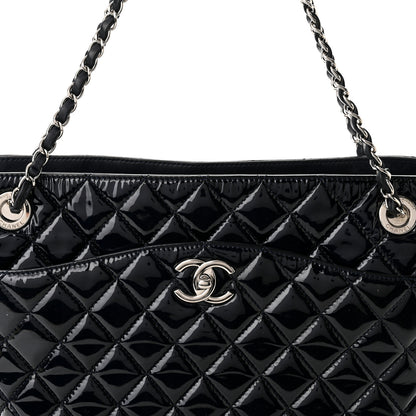 Chanel Patent Quilted Accordion Shopping Tote Navy 7 of 12