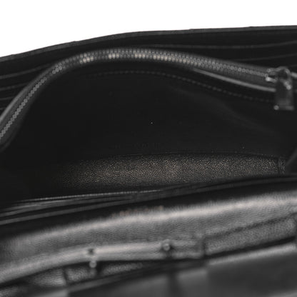 Saint Laurent Grain De Poudre Matelasse Chevron Monogram Monochrome Chain Wallet Black 5 of 11