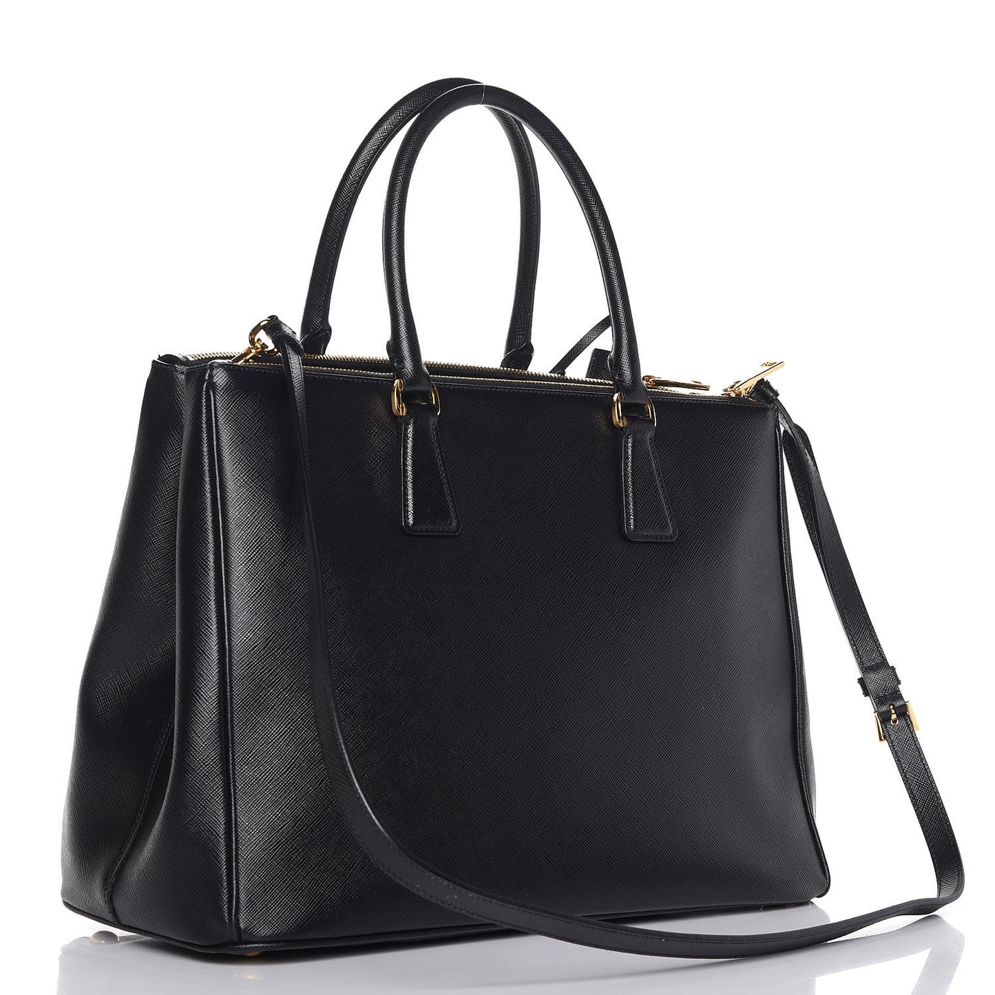 Saffiano Large Galleria Double Zip Tote Black