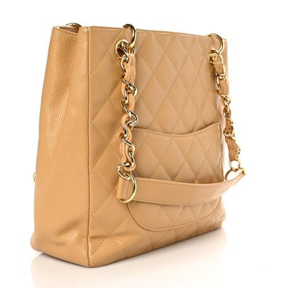 Chanel Caviar Quilted Petit Shopping Tote PST Beige 3 of 10