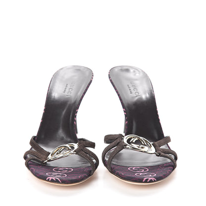 Gucci Suede Mid Heel Slide Sandals 6 Chocolate 2 of 8