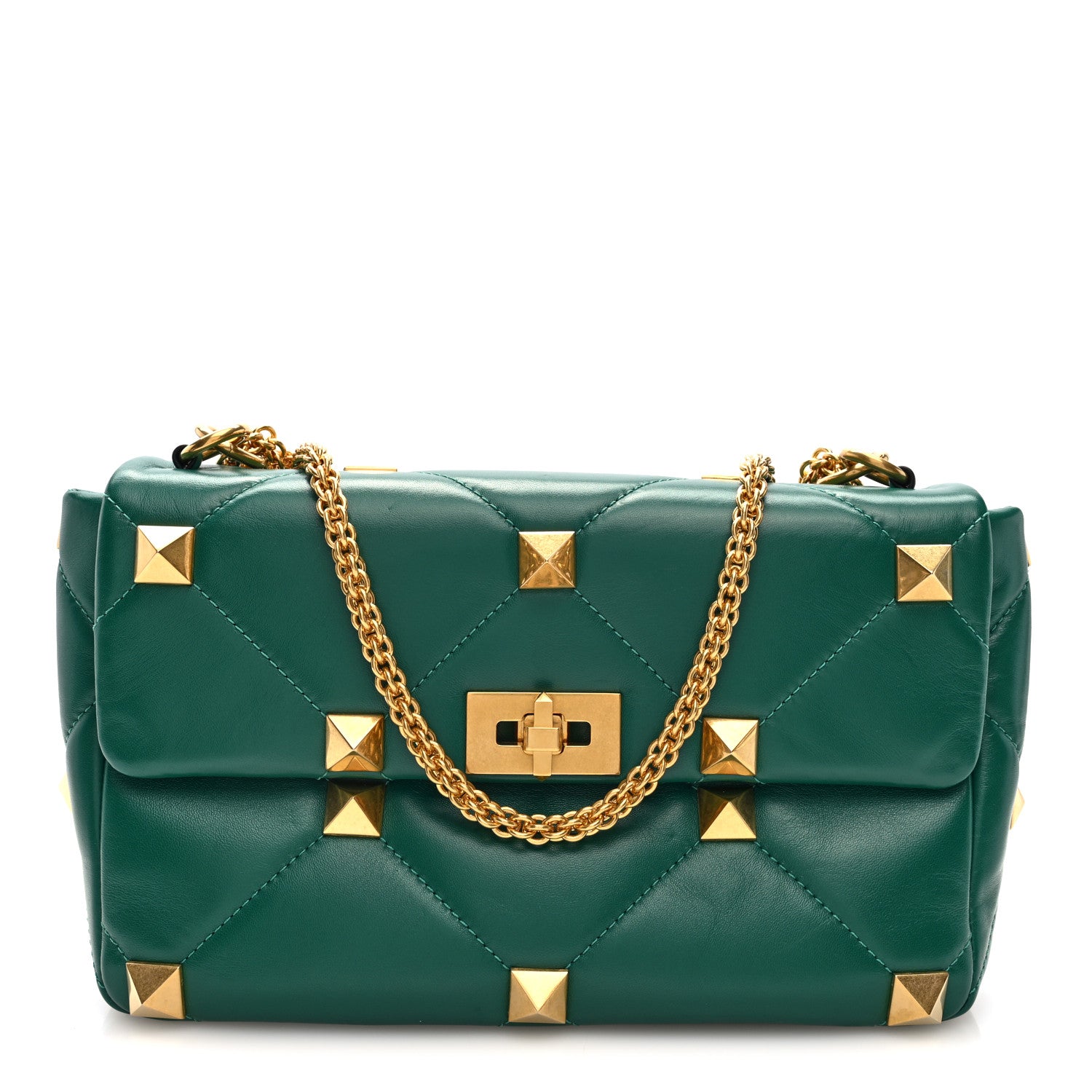 Valentino Garavani Nappa Medium Roman Stud Shoulder Bag Jungle 1 of 9
