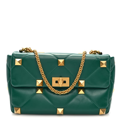 Valentino Garavani Nappa Medium Roman Stud Shoulder Bag Jungle 1 of 9