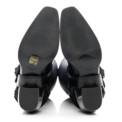 Prada Spazzolato Rois Neoprene 50mm Western Tall Boots 37 Black 5 of 10