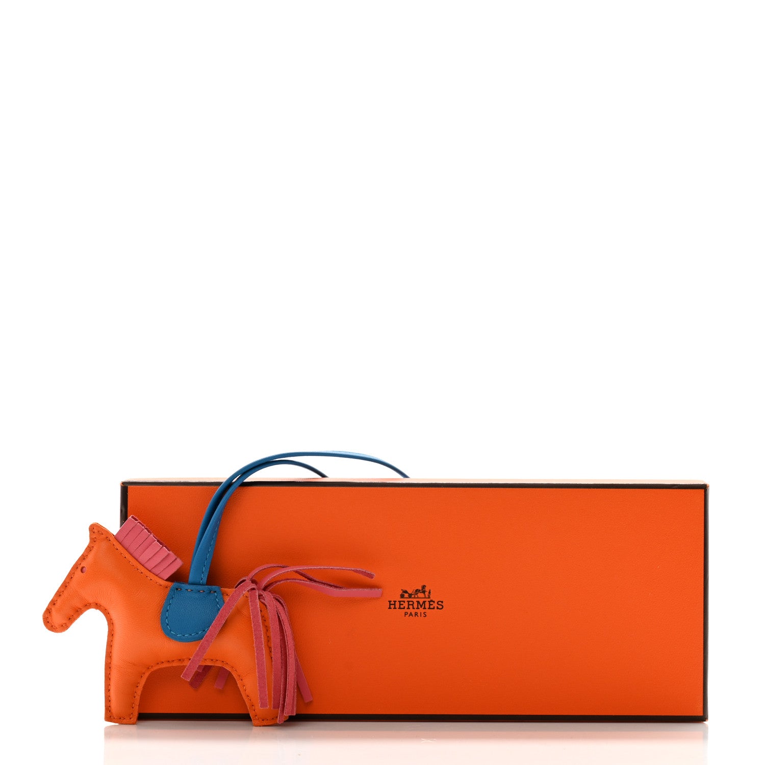 Hermes Milo Lambskin Grigri Rodeo Horse Bag Charm PM Orange Bleu Zanzibar Rose Azalee 5 of 5