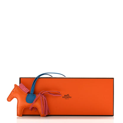 Hermes Milo Lambskin Grigri Rodeo Horse Bag Charm PM Orange Bleu Zanzibar Rose Azalee 5 of 5
