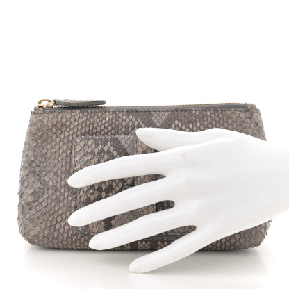 Loro Piana Snakeskin Gaia Trousse Cosmetic Pouch Grey 2 of 7