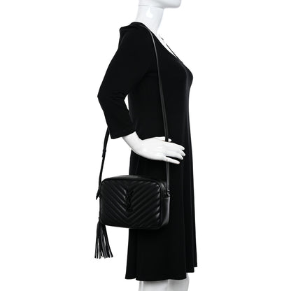 Saint Laurent Calfskin Matelasse Monogram Monochrome Lou Camera Bag Black 2 of 10
