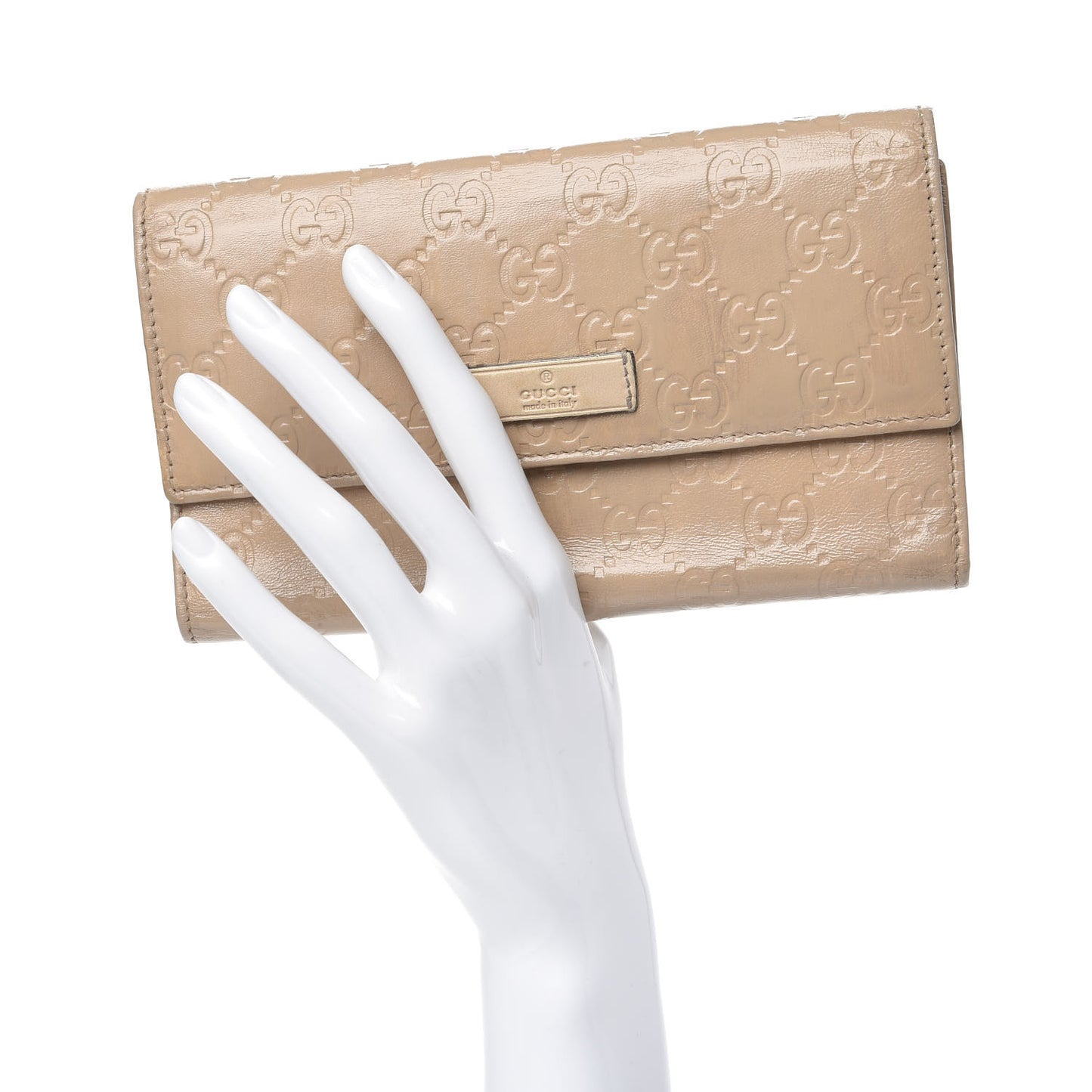 Patent Guccissima Joy Continental Snap Oranizer Wallet Beige