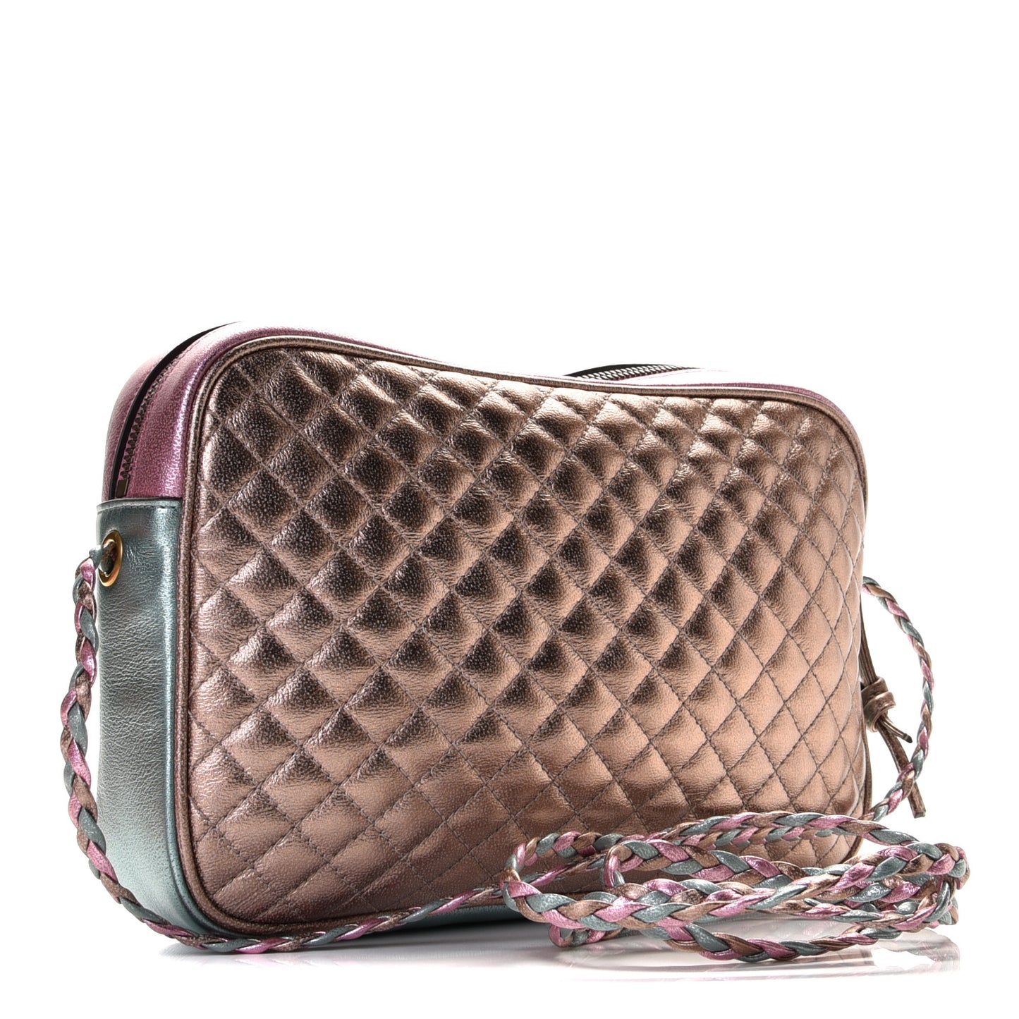 Laminated Nappa Trapuntata Small Zumi Shoulder Bag Rosa Lago Rame