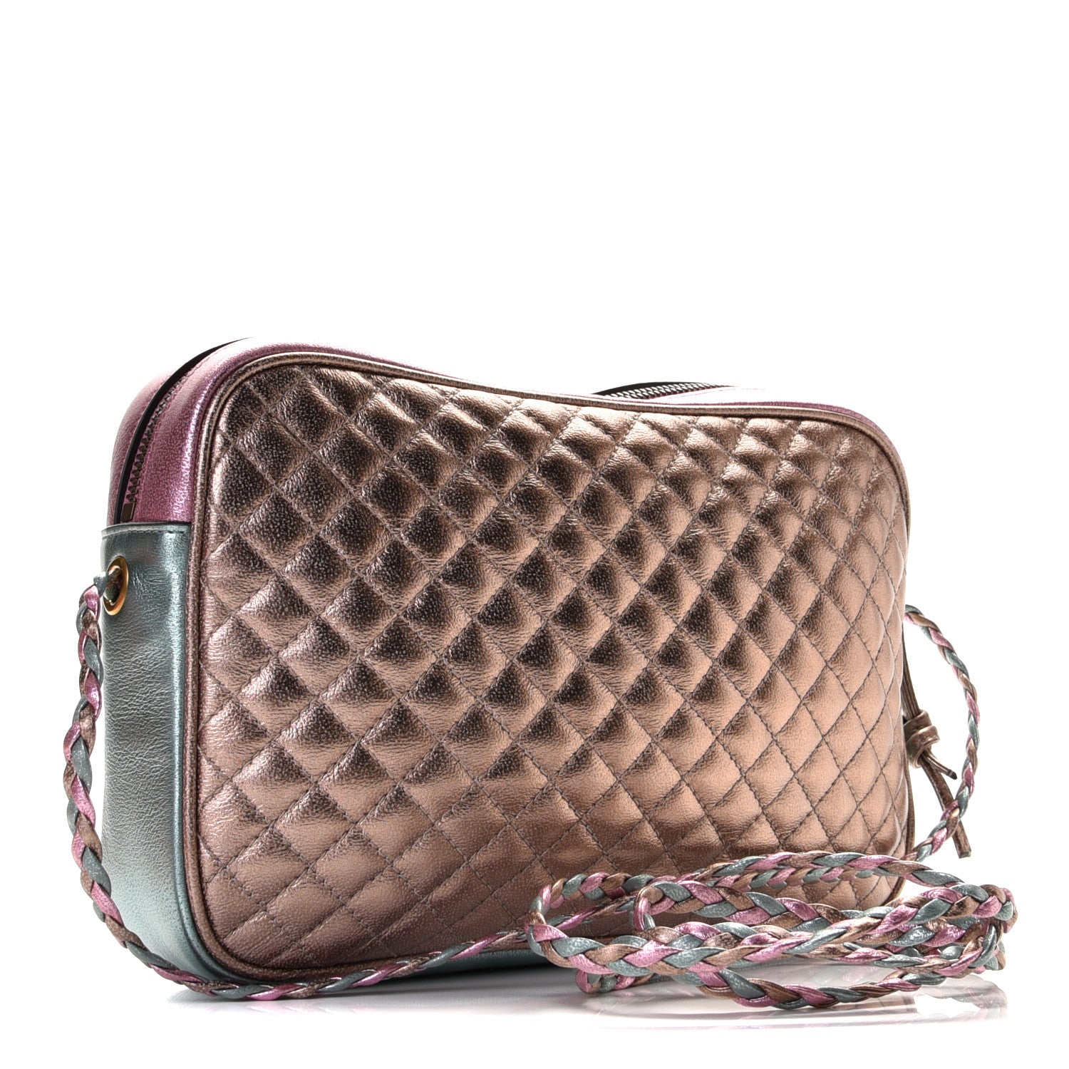 Gucci Laminated Nappa Trapuntata Small Zumi Shoulder Bag Rosa Lago Rame 2 of 8