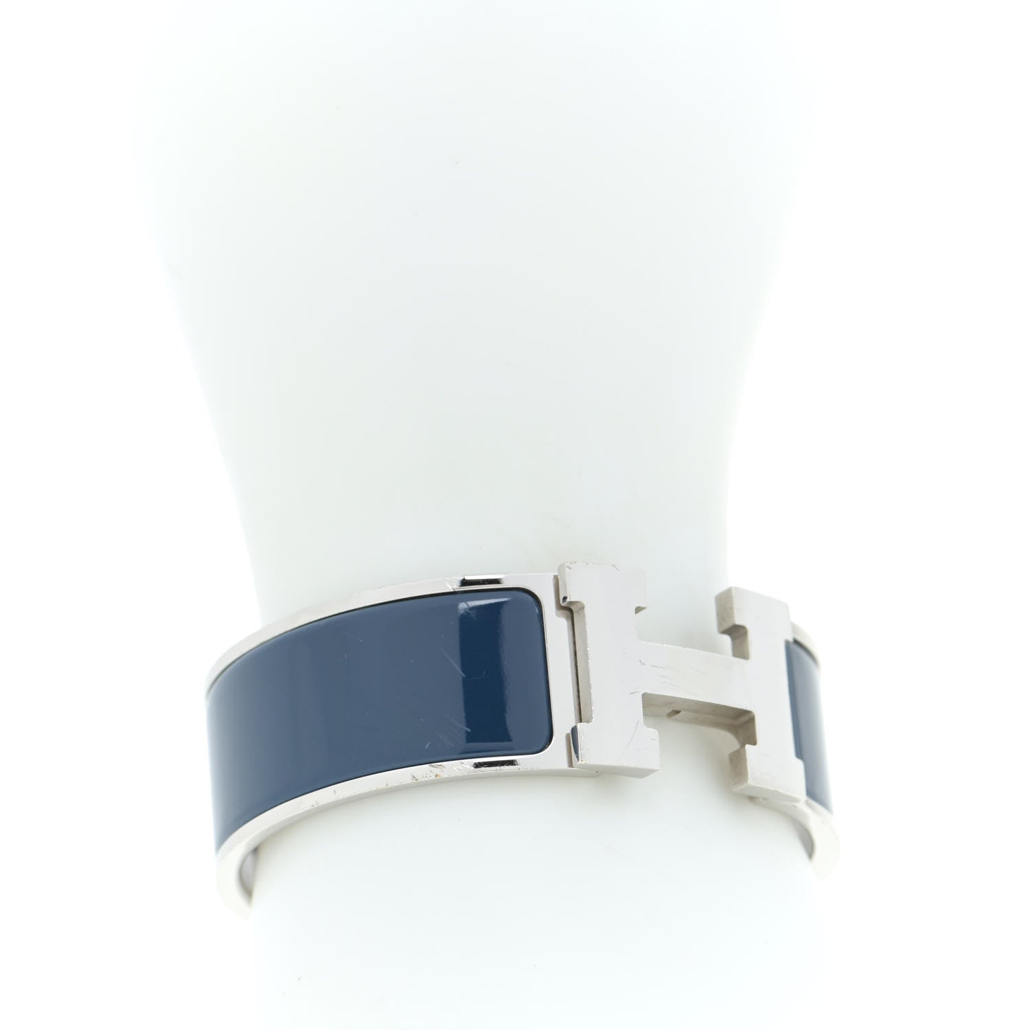 Hermes Enamel Wide Clic Clac H Bracelet PM Bleu De Genes 2 of 5