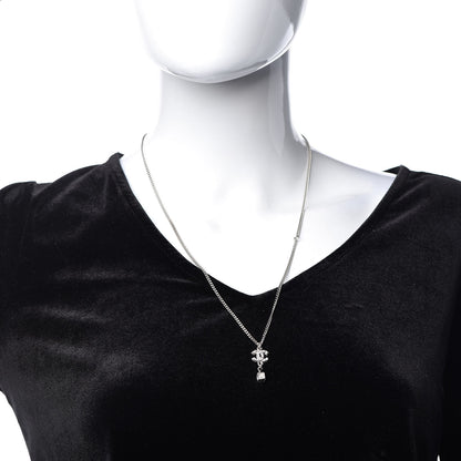 Chanel Crystal CC Drop Necklace Silver 2 of 7