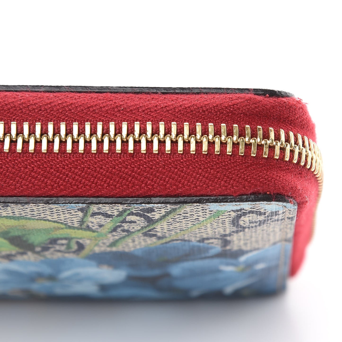 GG Supreme Monogram Blooms Zip Around Wallet Blue Red