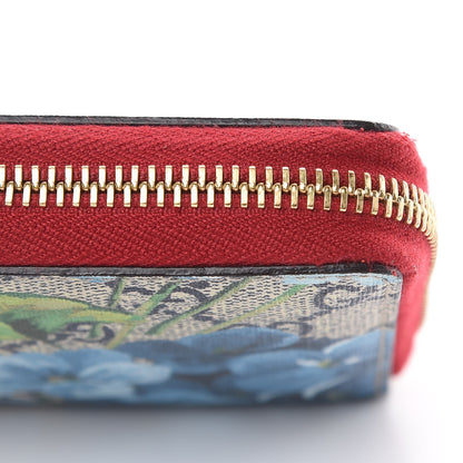 Gucci GG Supreme Monogram Blooms Zip Around Wallet Blue Red 10 of 13
