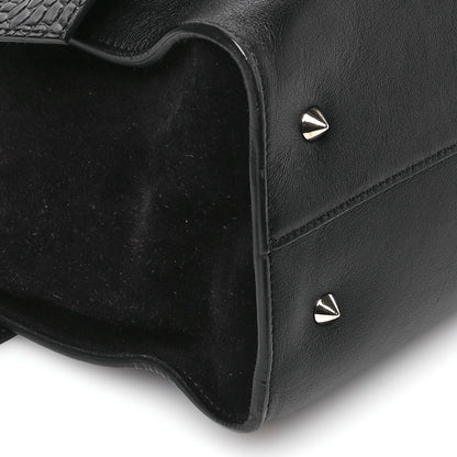 Givenchy Calfskin Crocodile Embossed Medium Shark Lock Satchel Black 9 of 11