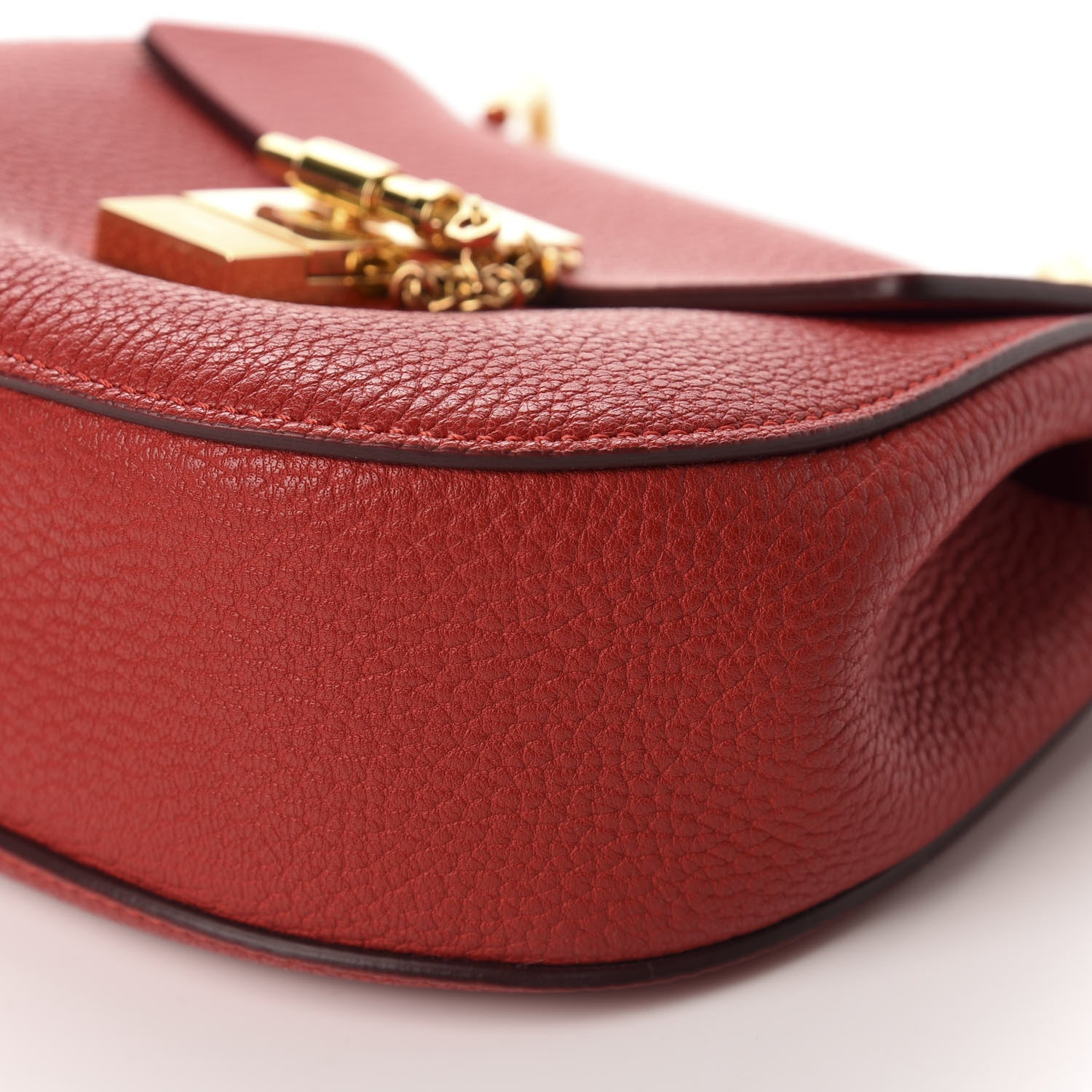 Chloe Grained Lambskin Mini Drew Shoulder Bag Plaid Red 7 of 10