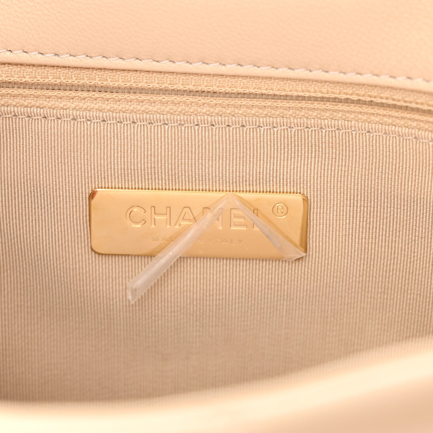 Goatskin Quilted Medium Chanel 19 Flap Beige