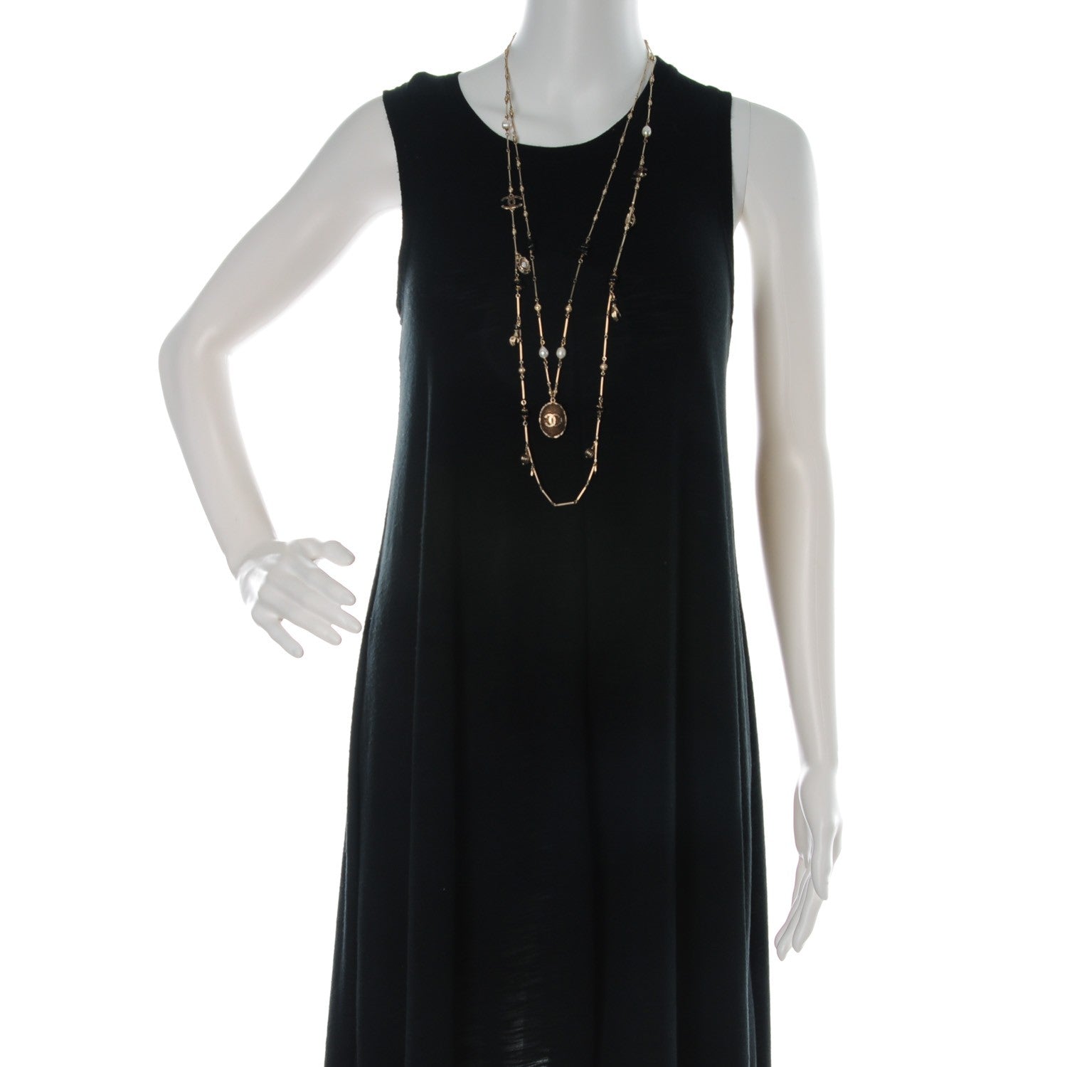 Chanel Pearl Stone CC Long Double Strand Necklace Black Gold 2 of 6