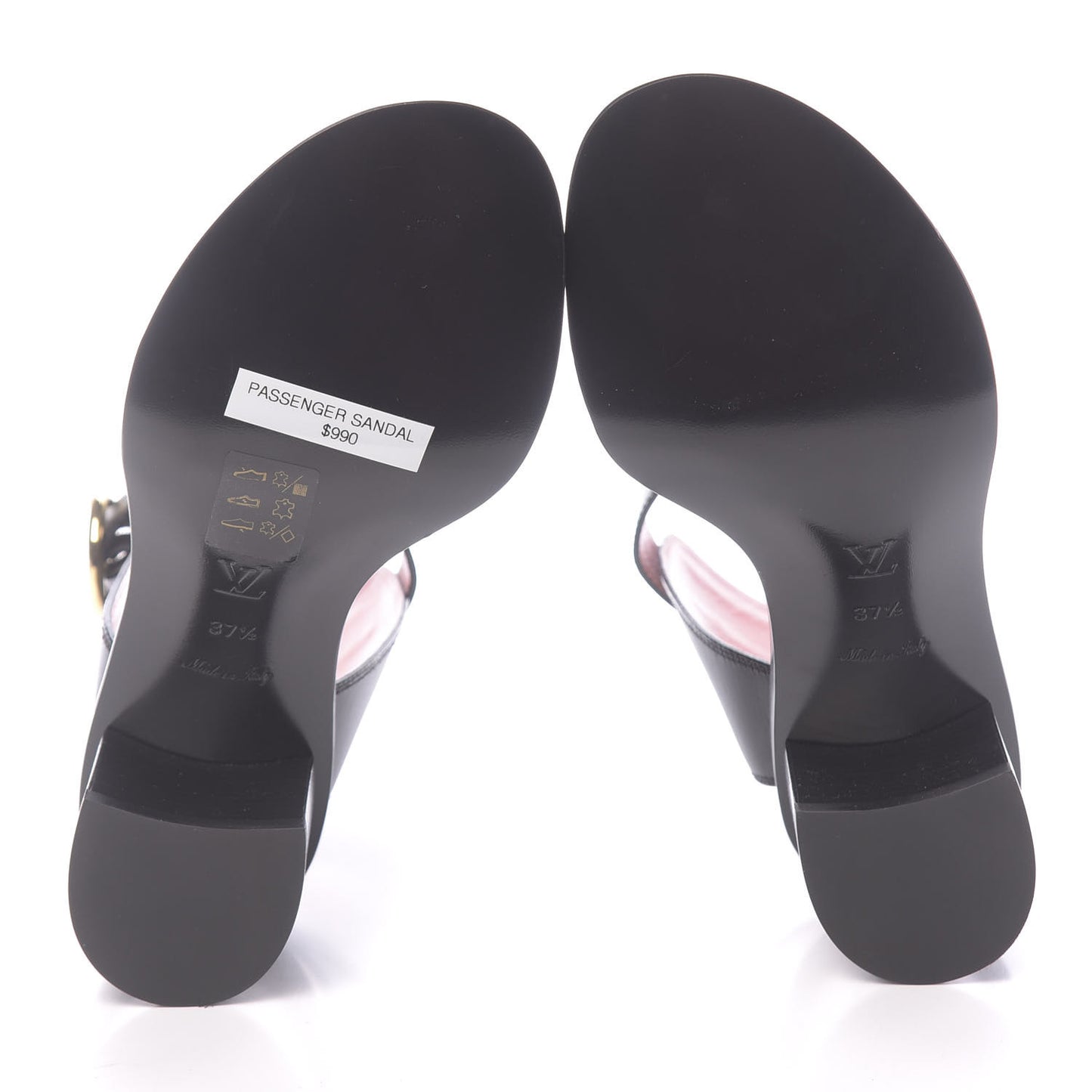Calfskin Monogram Passenger Heeled Sandals 37.5 Black Rose