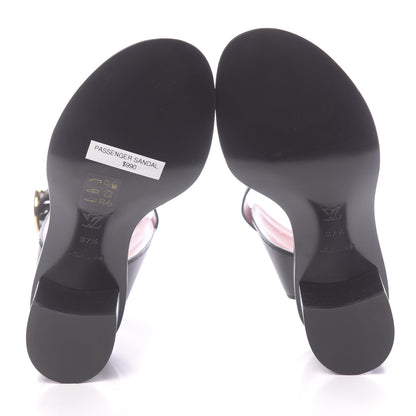 Louis Vuitton Calfskin Monogram Passenger Heeled Sandals 37.5 Black Rose 5 of 8