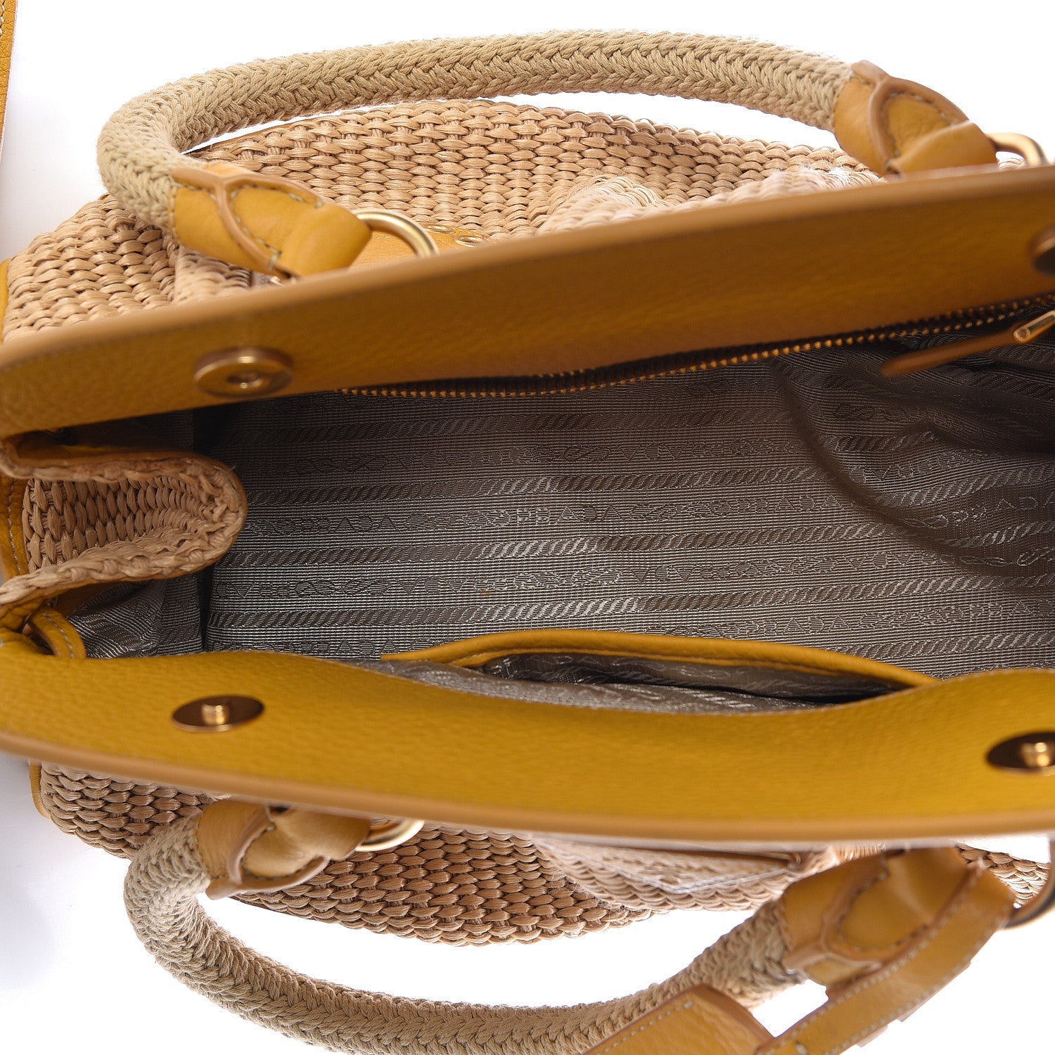 Prada Paglia Vitello Frame Satchel Naturale Mimosa 5 of 10