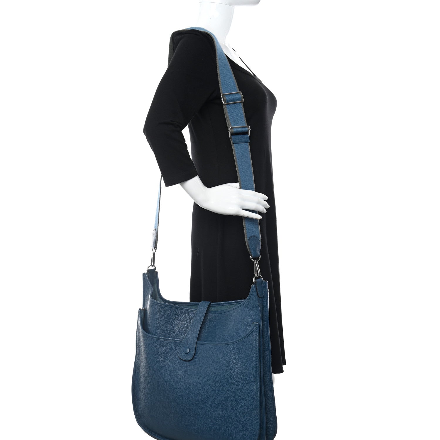Hermes Taurillon Clemence Amazone Evelyne III TGM Bleu de Galice 3 of 10
