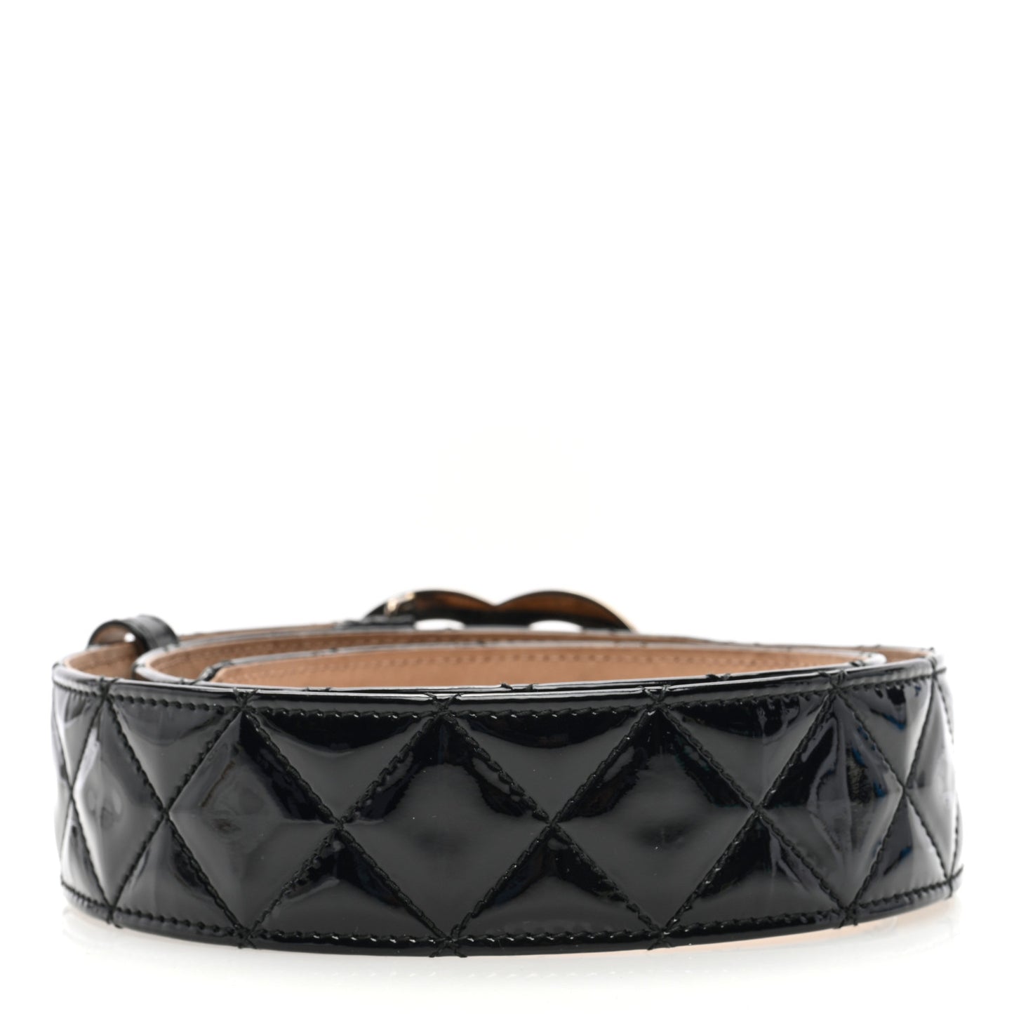 Patent Calfskin Quilted CC Belt 80 32 Black