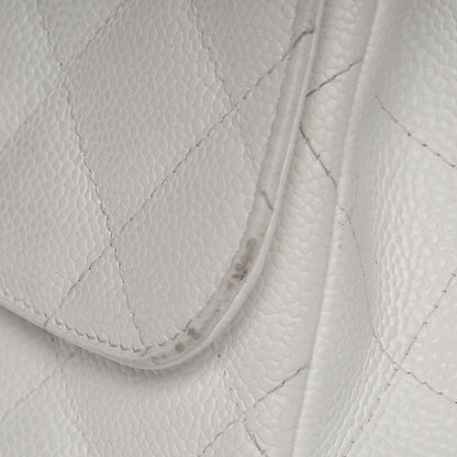 Chanel Caviar Quilted Jumbo Single Flap White 11 of 19