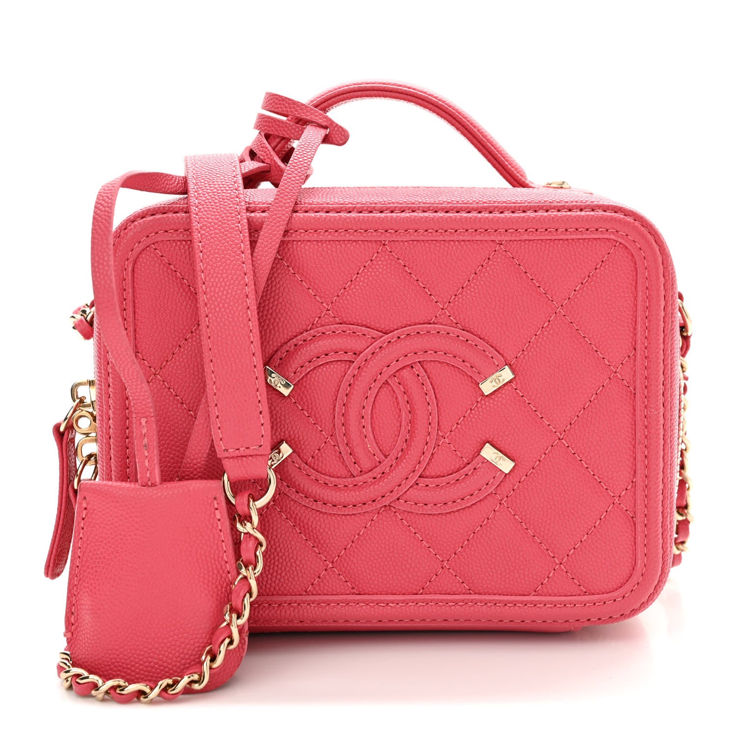 Chanel Caviar Quilted Small CC Filigree Vanity Case Rose 1 of 15