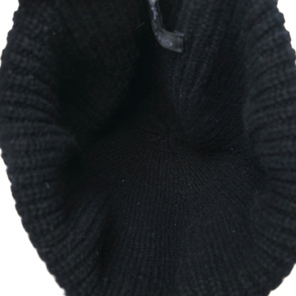 Chanel Wool Cashmere CC Beanie Hat Light Black White 3 of 4