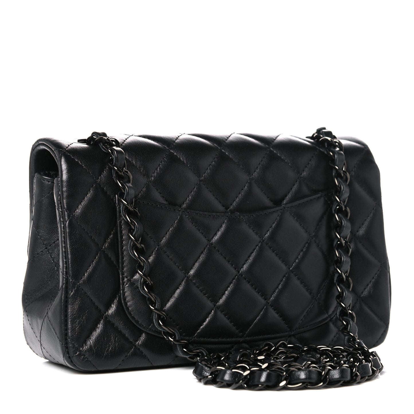 Lambskin Quilted Mini Rectangular Flap So Black