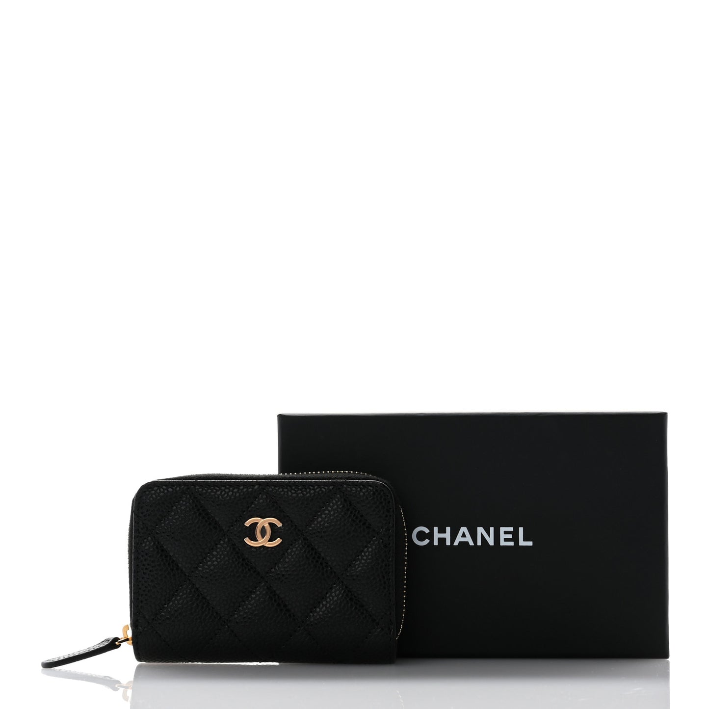 Caviar Quilted Zip Coin Purse Black
