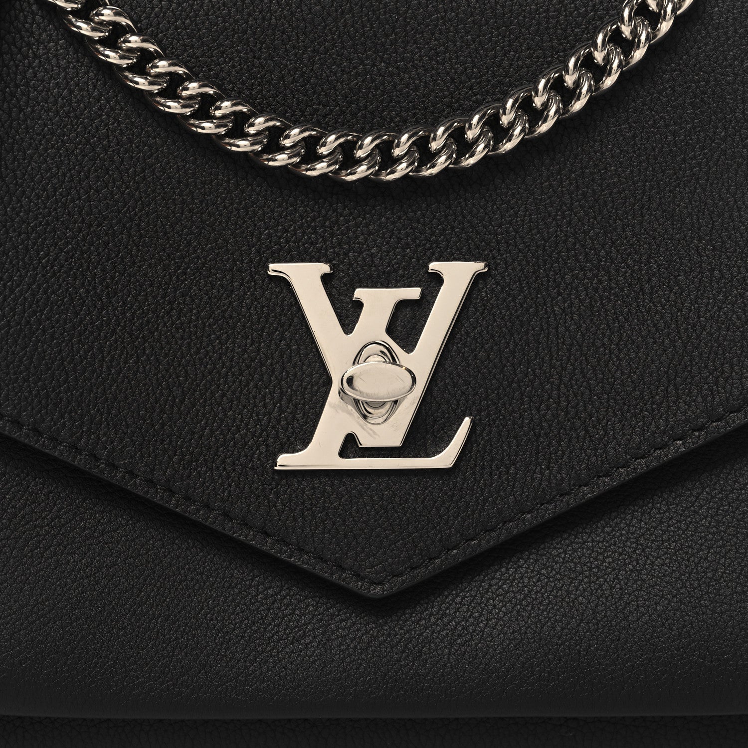 Louis Vuitton Soft Calfskin Mylockme Chain Bag BB Black 7 of 9