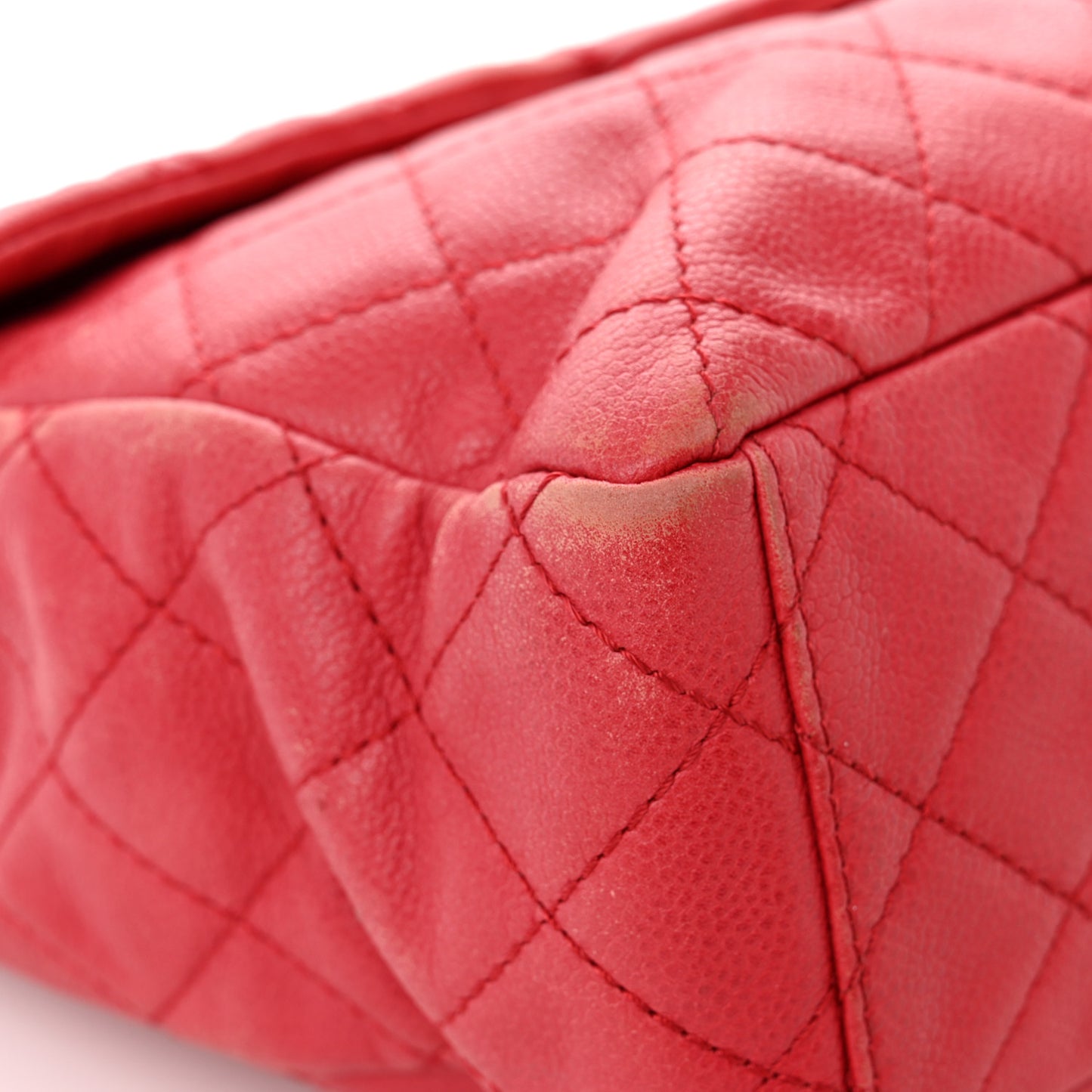 Washed Caviar Quilted Maxi Single Flap Fuchsia