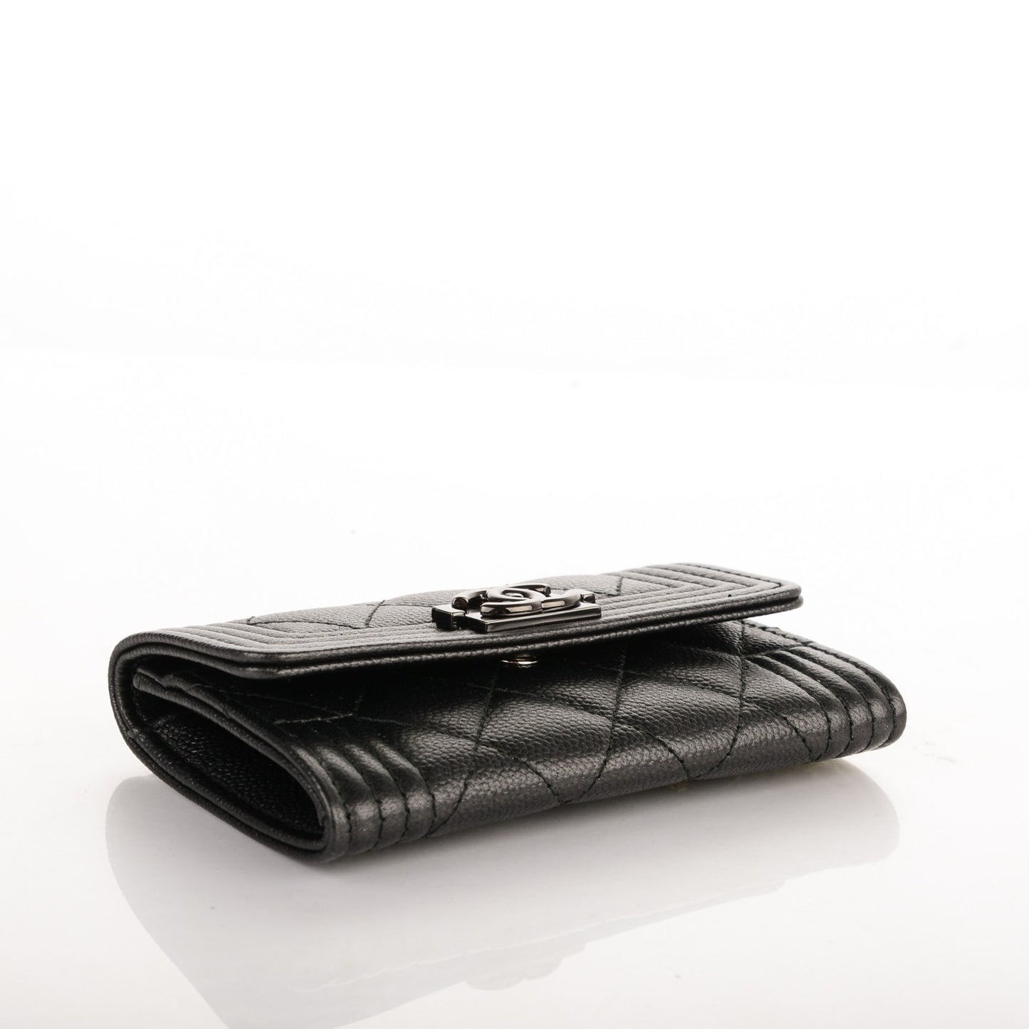 Caviar Quilted Boy Flap Card Holder So Black