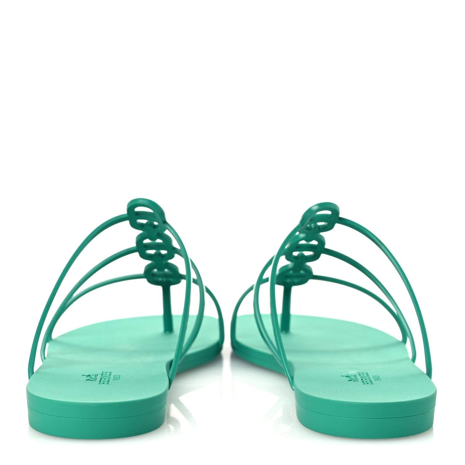 Hermes Rubber Womens Mykonos Sandals 38 Vert Tourmaline 6 of 11