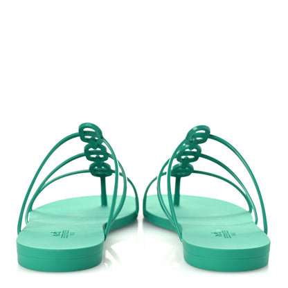 Hermes Rubber Womens Mykonos Sandals 38 Vert Tourmaline 6 of 11