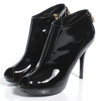 Louis Vuitton Patent Leather Oh Really Ankle Boots 37.5 Black 3 of 8