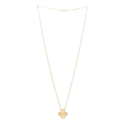 Van Cleef & Arpels 18K Yellow Gold Guilloche Vintage Alhambra Pendant Necklace 3 of 5