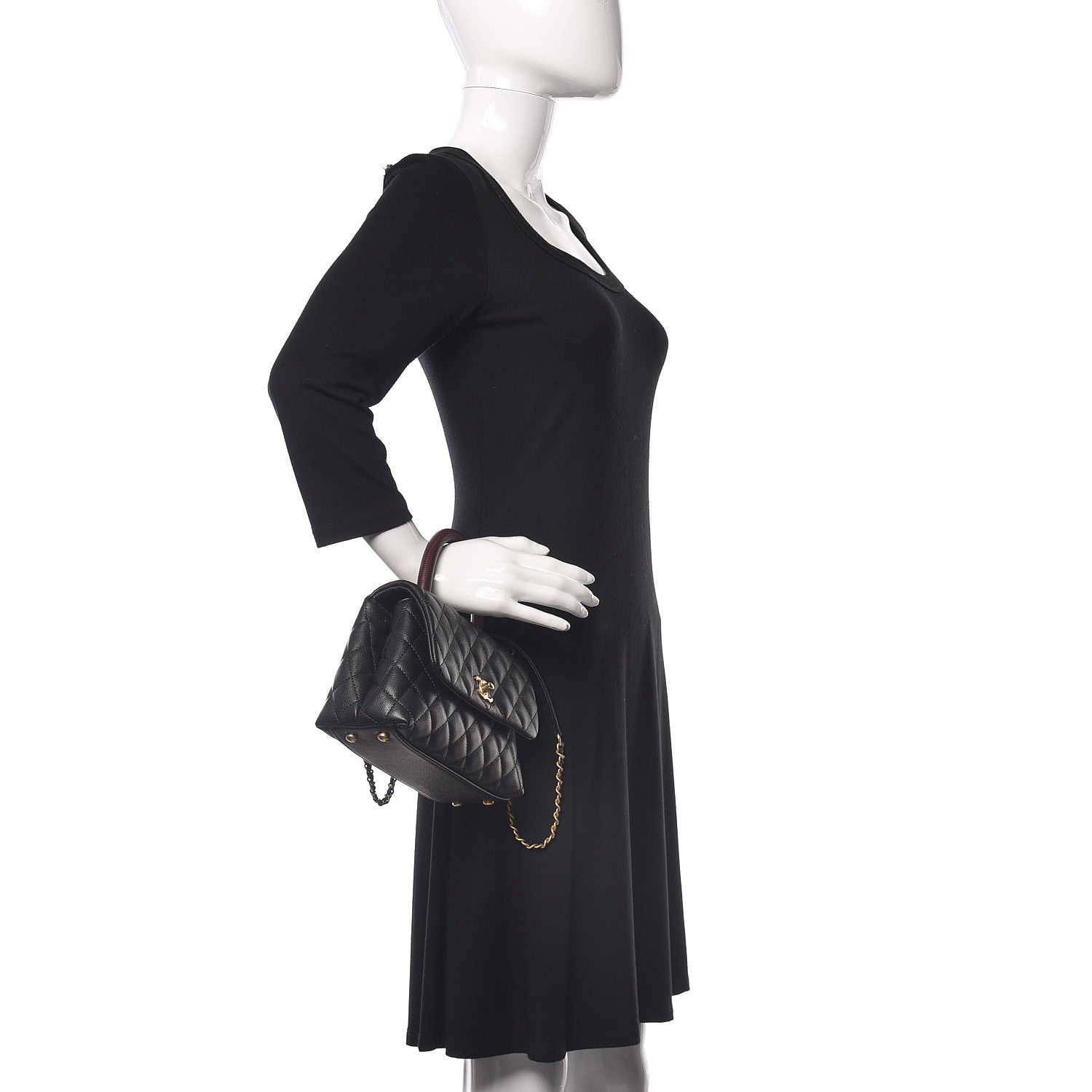 Chanel Caviar Lizard Embossed Quilted Mini Coco Handle Flap Black 3 of 11