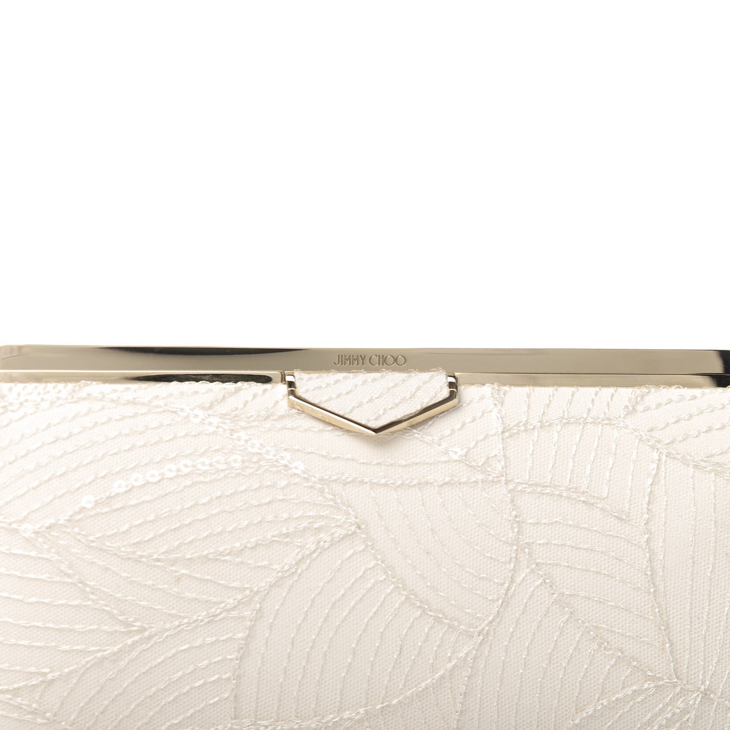 Suede Sequin Embroidered Ellipse Clutch Ivory
