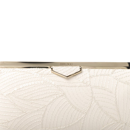 Jimmy Choo Suede Sequin Embroidered Ellipse Clutch Ivory 9 of 9