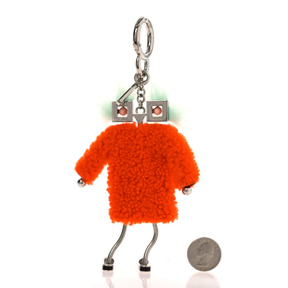 Fendi Lamb Fur Teen Witch Bag Charm Orange Multicolor 2 of 5
